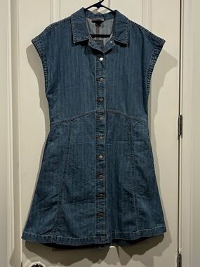 Universal thread Button-Front Denim Shirt Dress Blue Medium NWT